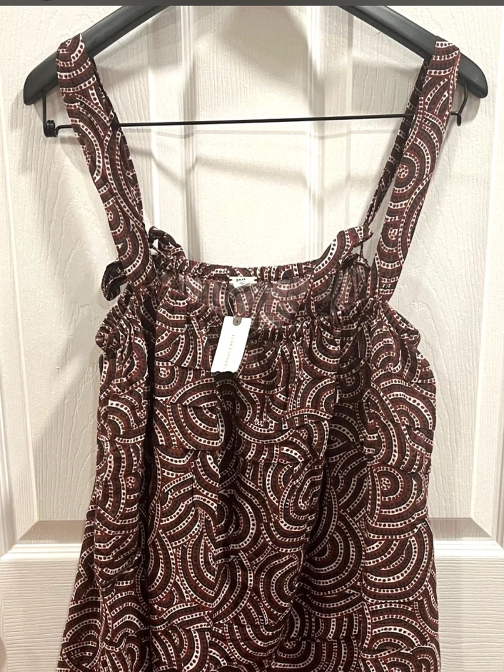 Anthropologie Women’s Burgundy Motif Print Tiered Midi Dress NWT Size L